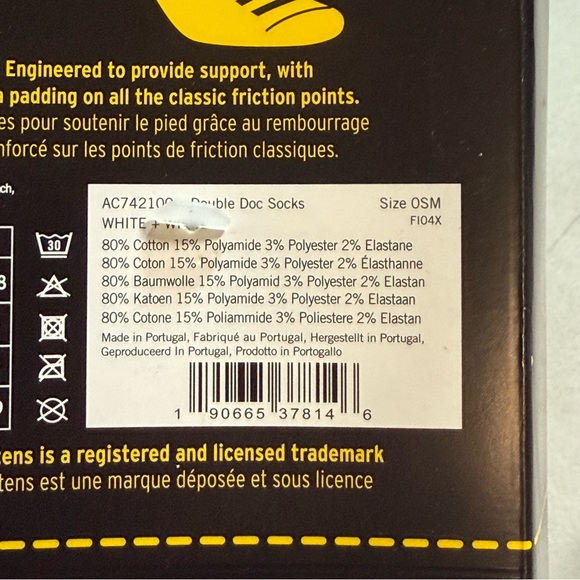 Dr. Martens Double Doc Socks 2- pair set S/M white charcoal padded - Picture 6 of 7